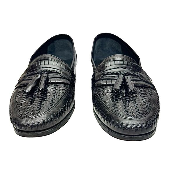 STACY ADAMS Black Leather Men's Loafers Shoes Size 10.5 slip on 25349 Pre-Owned - Picture 7 of 10